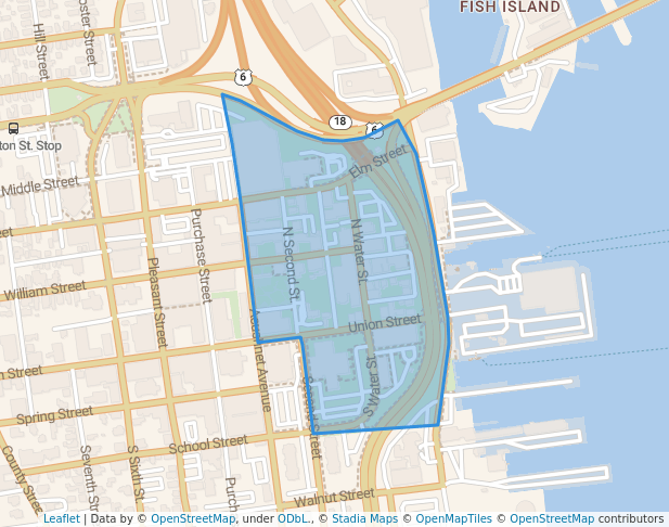 walking in New Bedford Whaling National Historical Park Boundary map in New Bedford