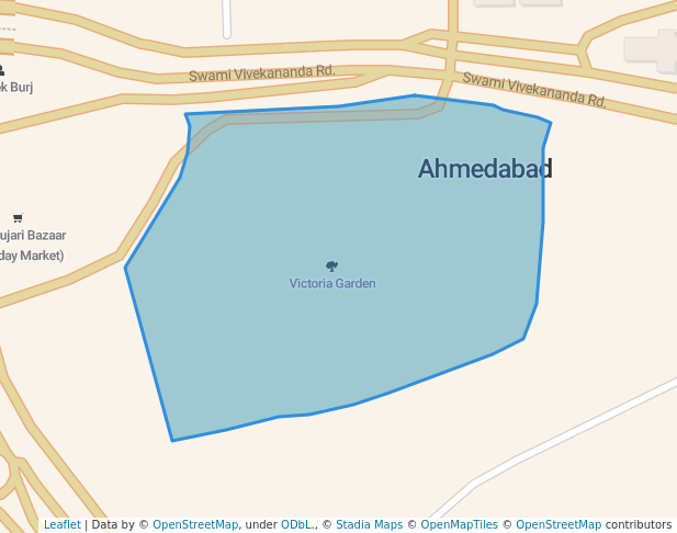 walking in Victoria Garden map in Ahmedabad