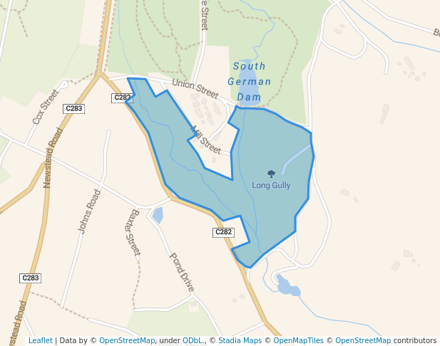 walking in Long Gully map in Maldon