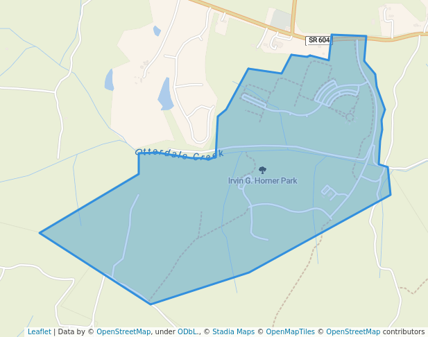 walking in Irvin G. Horner Park map in Moseley