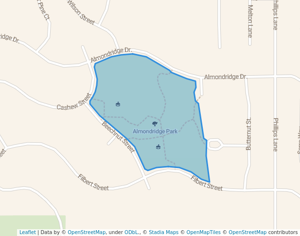 walking in Almondridge Park map in Antioch