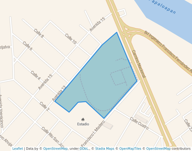 walking in Unidad Deportiva map in San Juan Bautista Tuxtepec