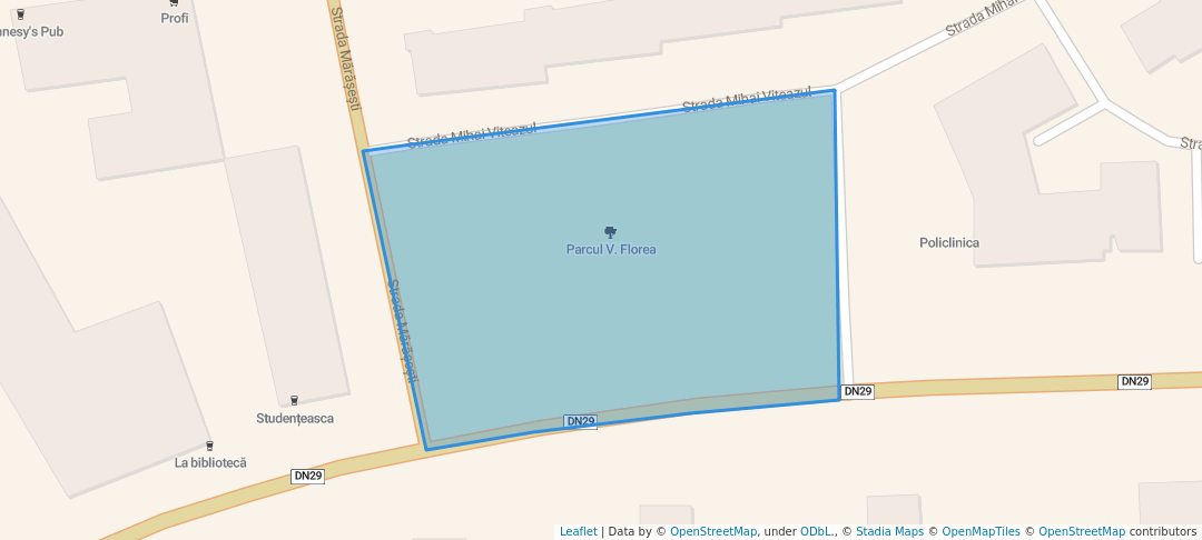 walking in Parcul V. Florea map in Suceava