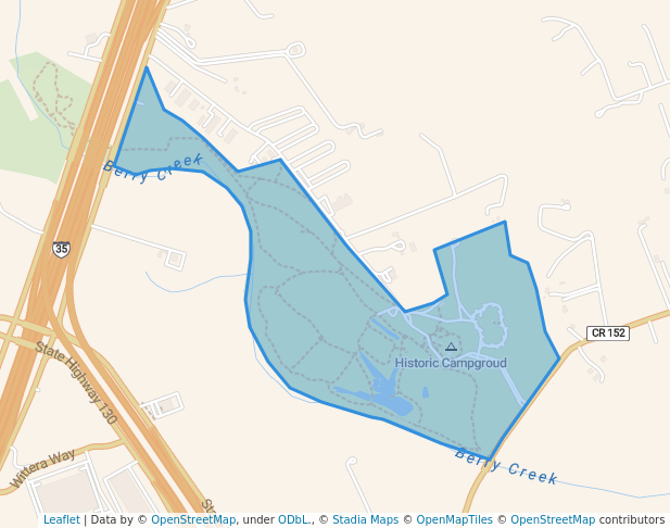 walking in Berry Springs County Park map in Georgetown