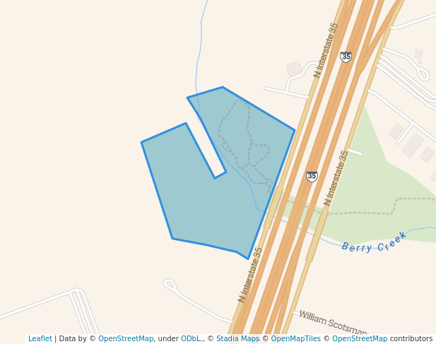 walking in Berry Springs County Park map in Georgetown