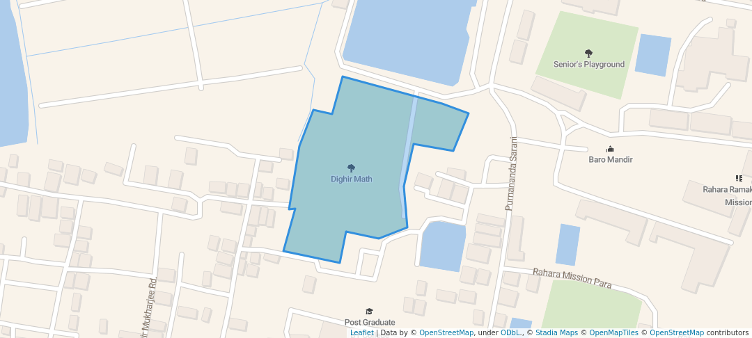 walking in Dighir Math map in Barrackpore