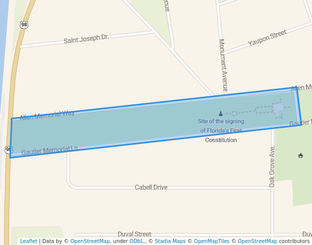 walking in Constitution Convention Museum State Park map in Port St. Joe