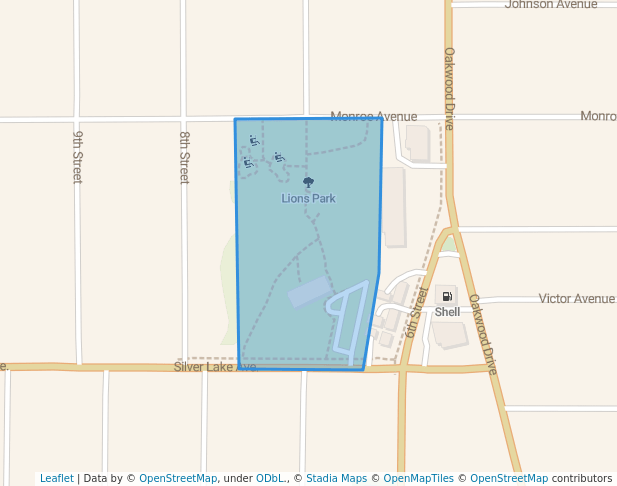 walking in Lions Park map in Cuyahoga Falls