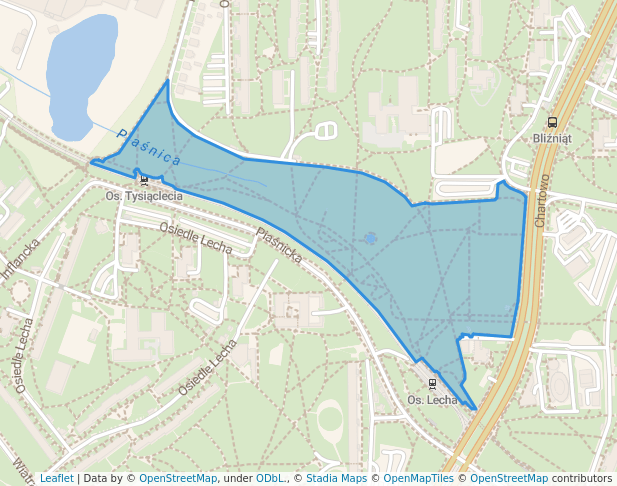 walking in Park na os. Tysiąclecia map in Poznań