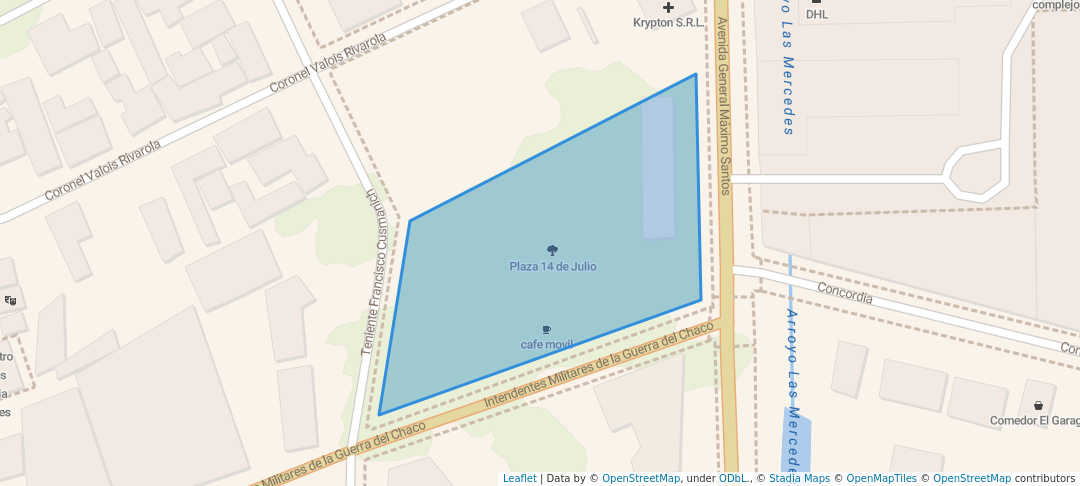 walking in Plaza 14 de Julio map in Asunción