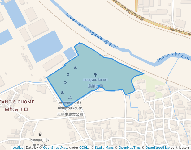 walking in 農業公園 map in Amagasaki