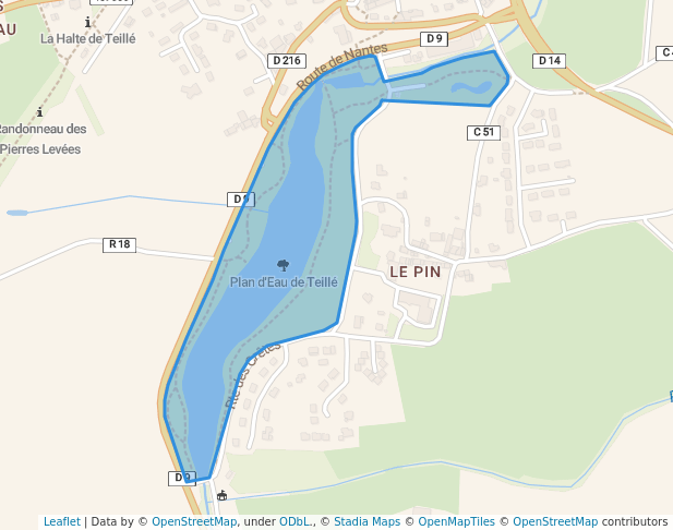Plan d'Eau de Teillé in Teillé | Map and Routes