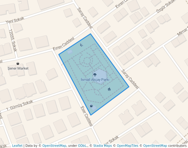 walking in İsmail Akçay Parkı map in Balıkesir