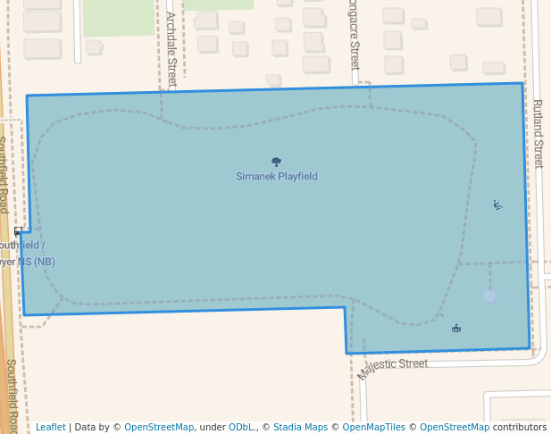 walking in Simanek Playfield map in Detroit