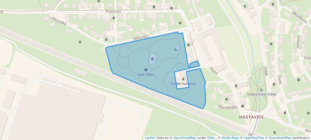 walking in park Pilská map in Prague