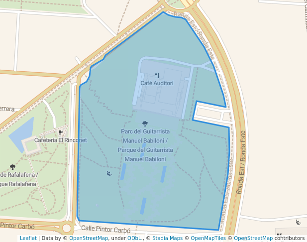 walking in Parque del Guitarrista Manuel Babiloni map in Castellón de la Plana