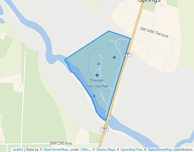 walking in Chastain-Seay City Park map in Alachua