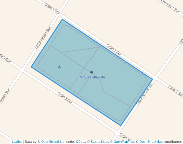 walking in Parque Bellavista map in Playa del Carmen