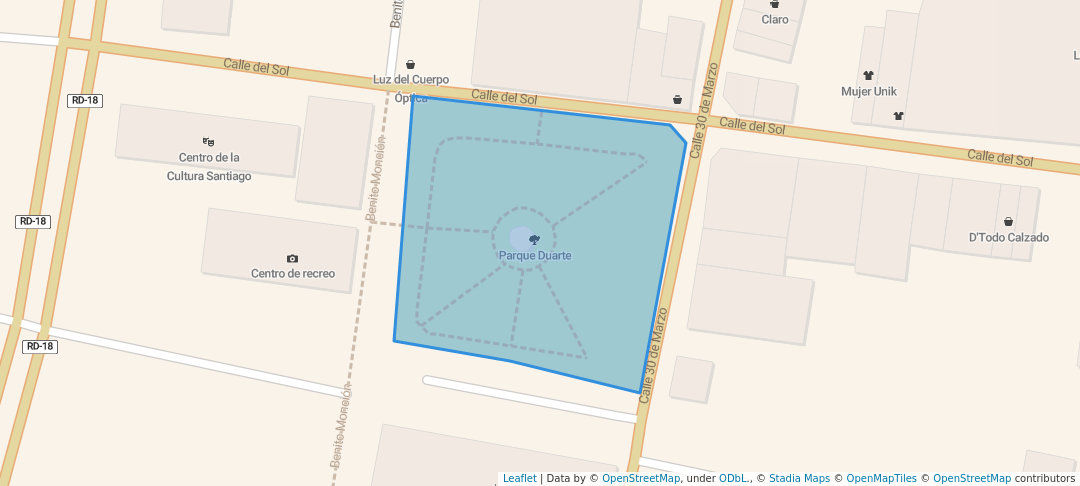 walking in Parque Duarte map in Santiago De Los Caballeros