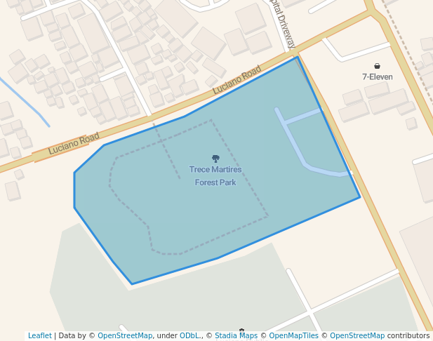 walking in Trece Martires Forest Park map in Trece Martires