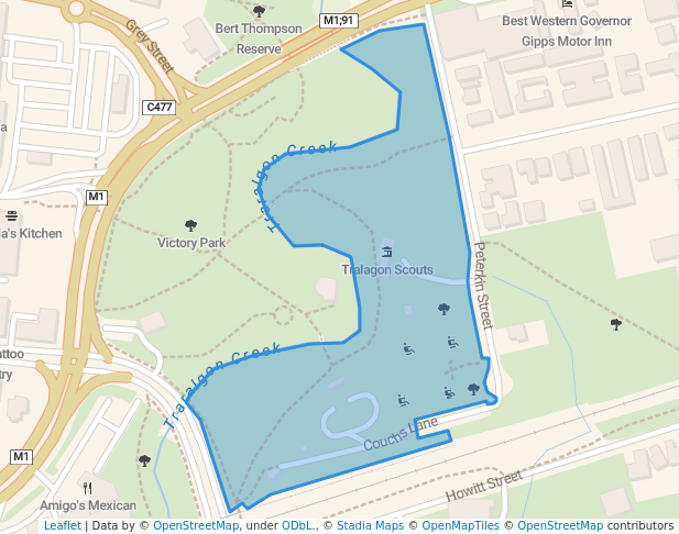 walking in Newman Park map in Traralgon