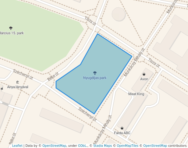 walking in Nyugdíjas park map in Tiszaújváros