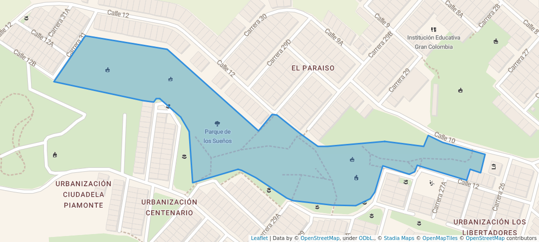 walking in Parque de los Sueños map in Armenia