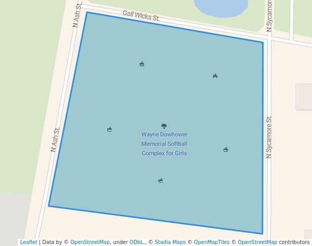 walking in Wayne Dowhower Memorial Softball Complex for Girls map in North Platte