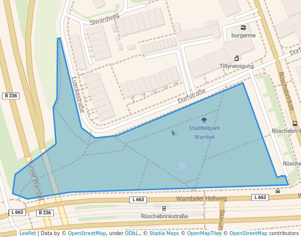 walking in Stadtteilpark Wambel map in Dortmund