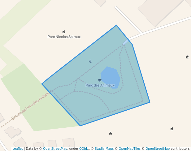 walking in Parc des Animaux map in Liège