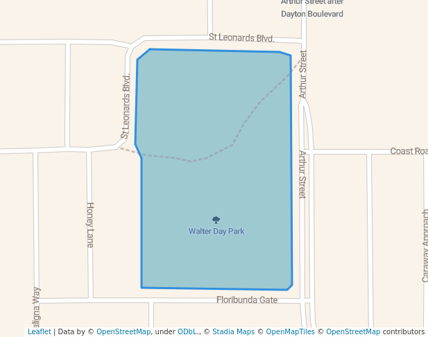 walking in Walter Day Park map in Dayton