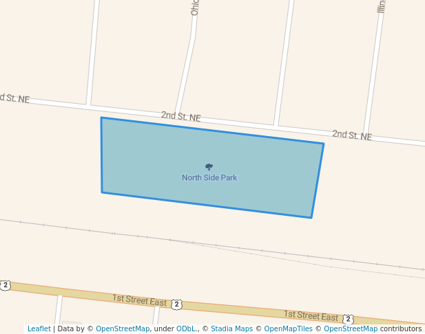 walking in North Side Park map in Chinook