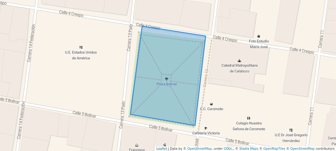 walking in Plaza Bolívar map in Calabozo