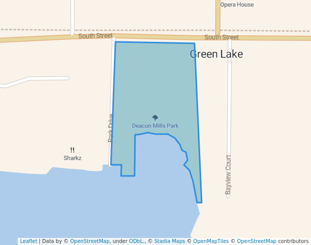 walking in Deacon Mills Park map in Green Lake