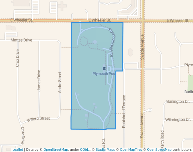 walking in Plymouth Park map in Midland