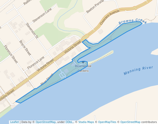 walking in Bicentennial Gardens map in Taree