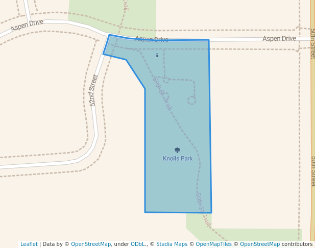 walking in Knolls Park map in West Des Moines