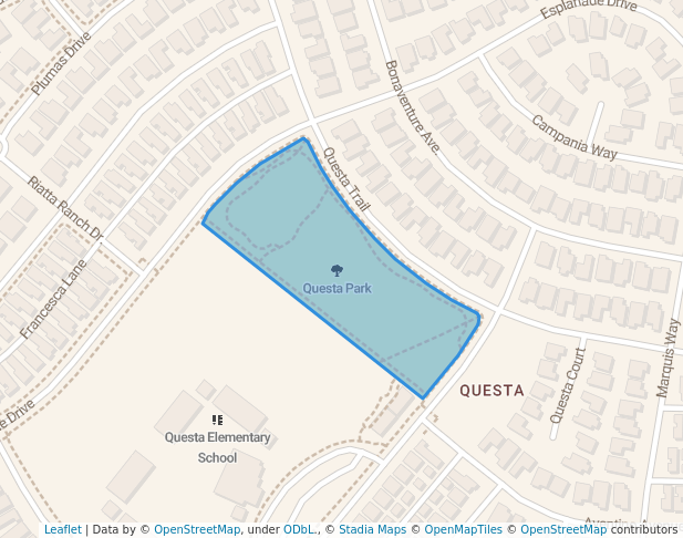 walking in Questa Park map in Acampo