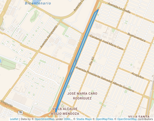 walking in Parque Autopista Central map in Lo Espejo