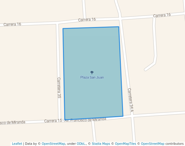 walking in Plaza San Juan map in Barquisimeto