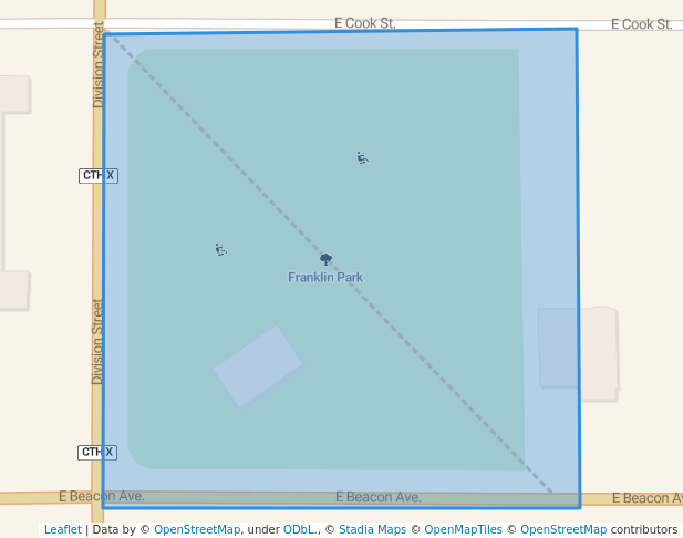 walking in Franklin Park map in New London