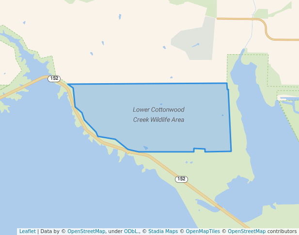 walking in Lower Cottonwood Creek Wildlife Area map in Gustine