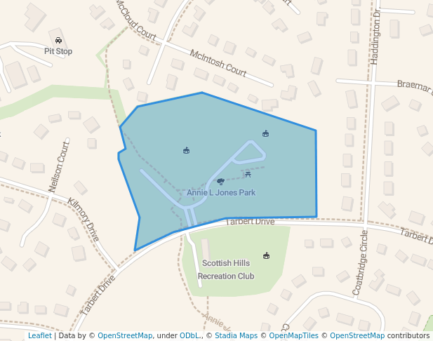 walking in Annie L Jones Park map in Cary