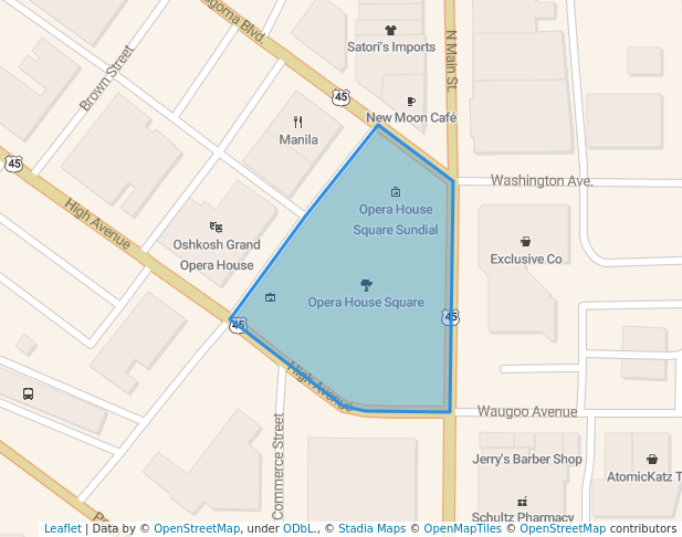 walking in Opera House Square map in Oshkosh