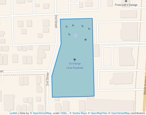walking in Exchange Park map in Wyandotte