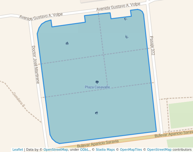 walking in Plaza Casavalle map in Montevideo