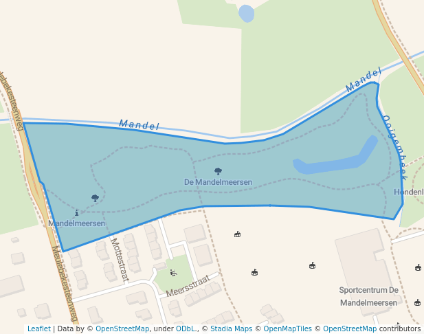 walking in De Mandelmeersen map in Oostrozebeke