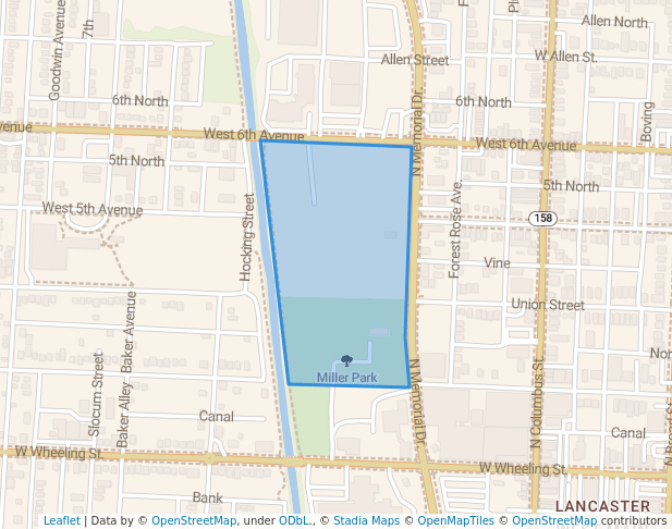 walking in Miller Park map in Lancaster