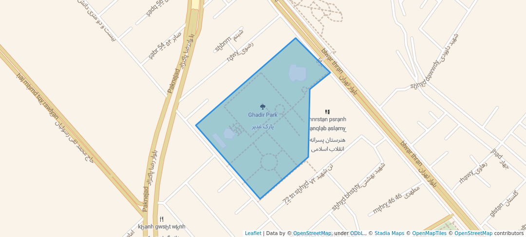 walking in پارک غدیر map in Yazd