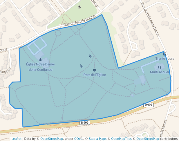 walking in Parc de l'Église map in Metz